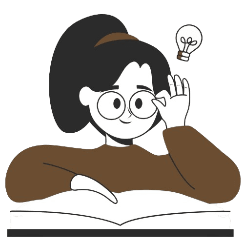 Woman reading with a thought bubble and an infographic of plastic pollution in oceans