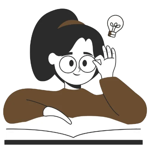 Woman reading with a thought bubble and an infographic of plastic pollution in oceans