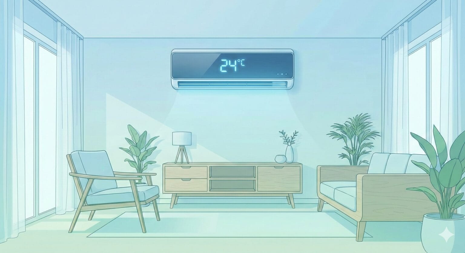 Air conditioner set to 24 degrees for optimal energy efficiency