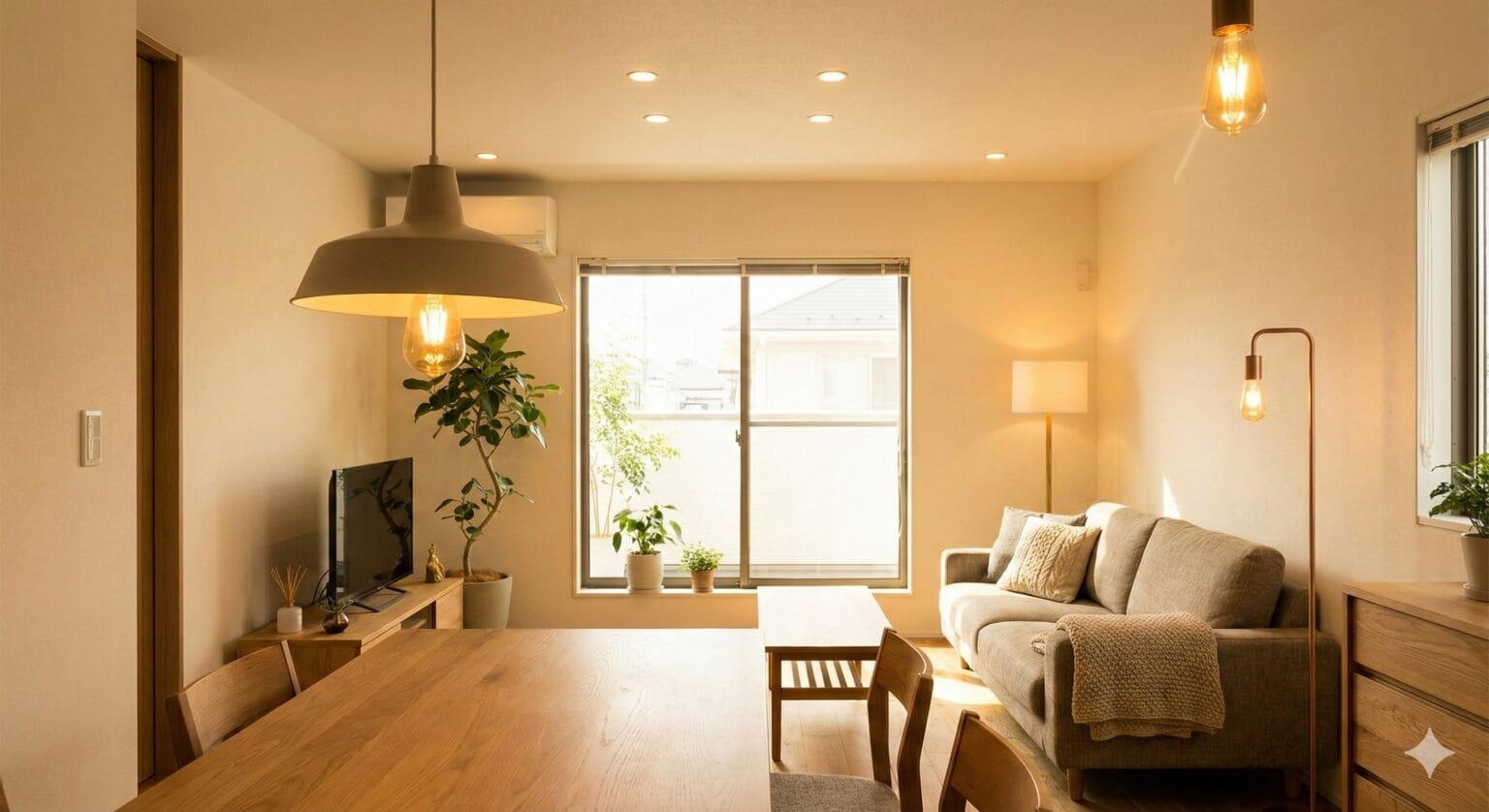 LED bulbs installed in a modern home to reduce electricity costs