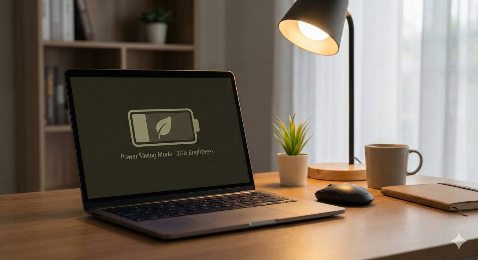 Reducing screen brightness on a laptop to save power