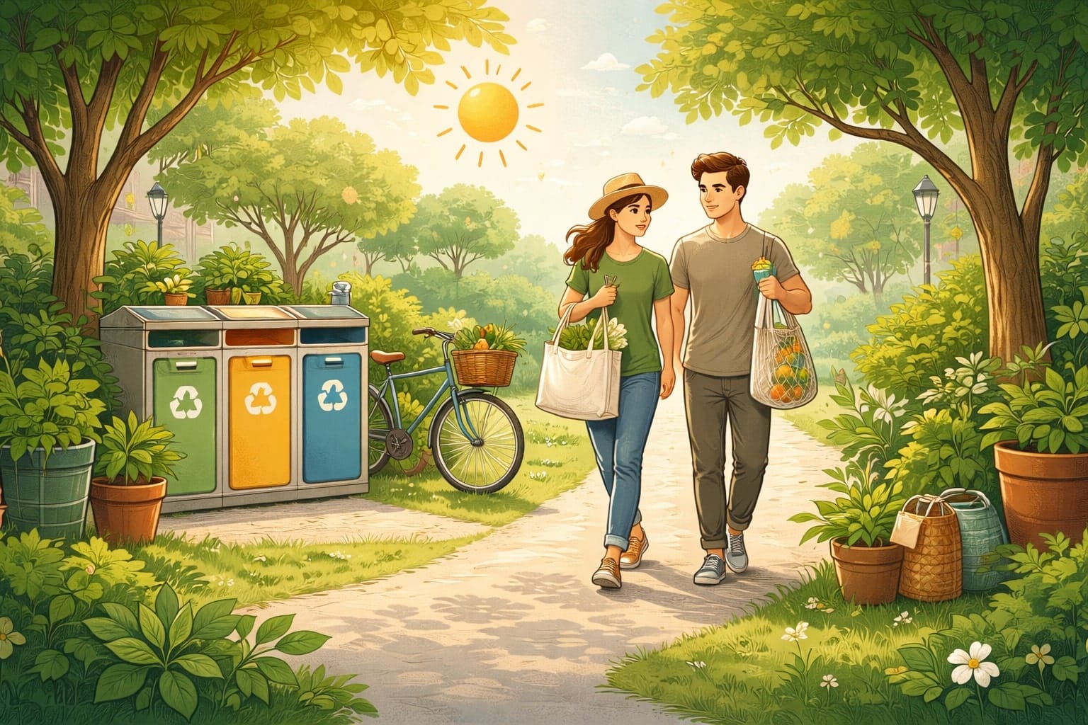 Sustainable home living illustration