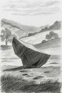 Illustration showing altered landscapes and shifting natural patterns due to climate change