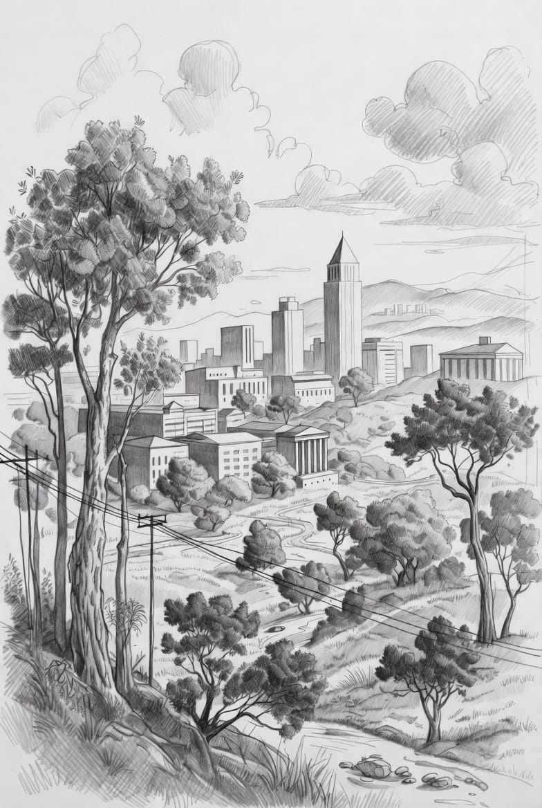 Illustration showing landscapes changing and wildlife habitats shifting due to climate change